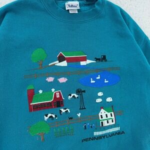 vintage 90s PENNSYLVANIA COW FARM CREWNECK SWEATSHIRT LARGE amish